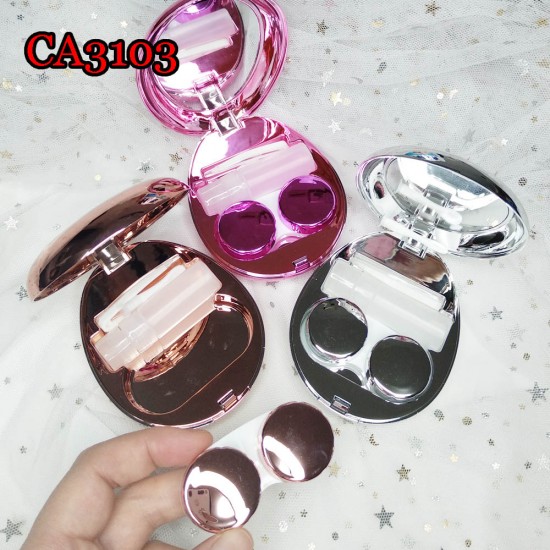 D-CA3103 COBBLESTONE MIRROR BOX CONTACT LENS CASE WITH MIRROR