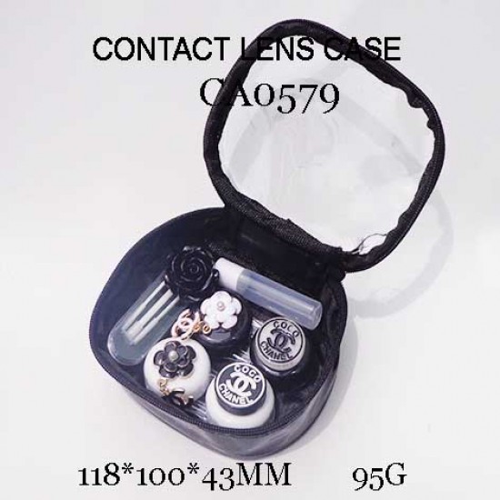 D-CA0579 2PCS CHANEL SET FLOWER TUSSES CONTACT LENS CASE WITH MIRROR