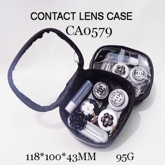 D-CA0579 2PCS CHANEL SET FLOWER TUSSES CONTACT LENS CASE WITH MIRROR