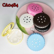 D-CA0484 BISCUIT SEASAME CONTACT LENS CASE WITH MIRROR