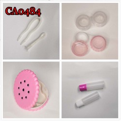 D-CA0484 BISCUIT SEASAME CONTACT LENS CASE WITH MIRROR