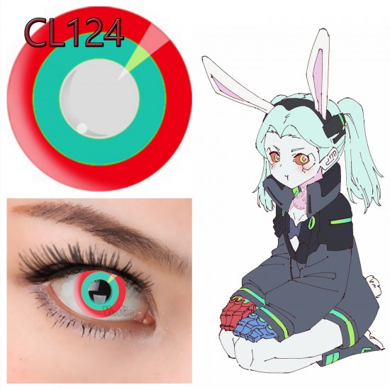 A-CL124 GREEN RED DOLLS COSPALY COLOR CONTACT LENS (2PCS/PAIR)