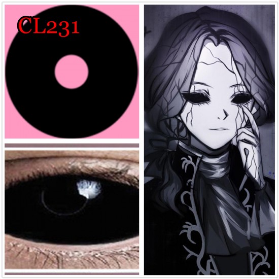 C-CL2202 22MM FULL EYE BLACK SCLERA COLOR CONTACT LENS (2PCS/PAIR)