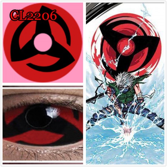 C-CL2206 22MM FULL EYE KAKASHI RED SCLERA COLOR CONTACT LENS(2PCS/PAIR)