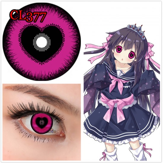 A-CL377 SWEET HEART HOTPINK COSPLAY COLOR CONTACT LENS (2PCS/PAIR)
